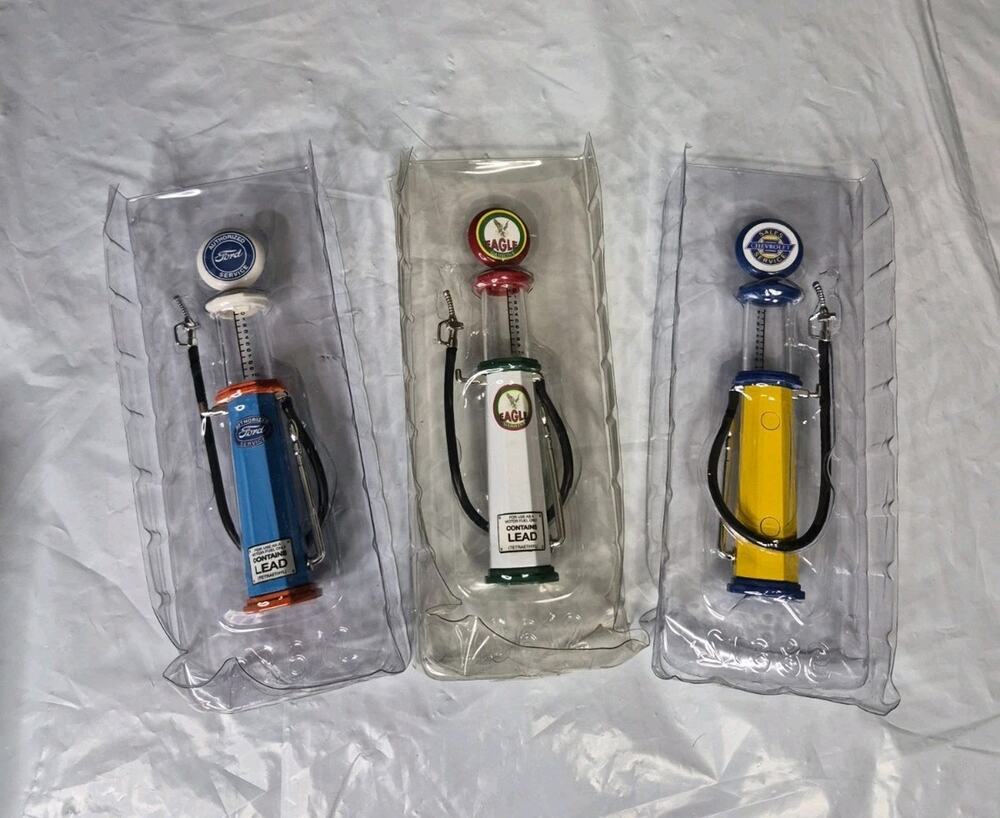 Chevrolet Ford Eagle Collectible Miniature Gas Pump Set of 3 Multicolor New